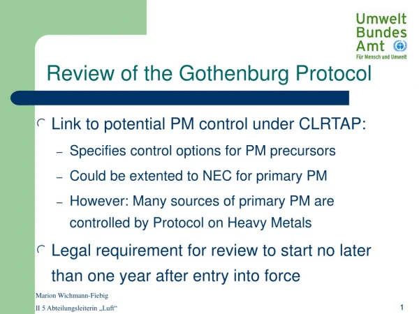 Review of the Gothenburg Protocol