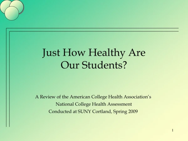 Just How Healthy Are  Our Students?