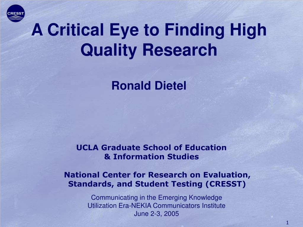 a critical eye to finding high quality research