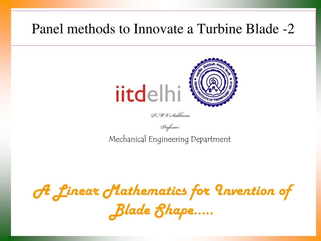 panel methods to innovate a turbine blade 2