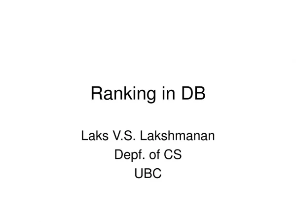 Ranking in DB