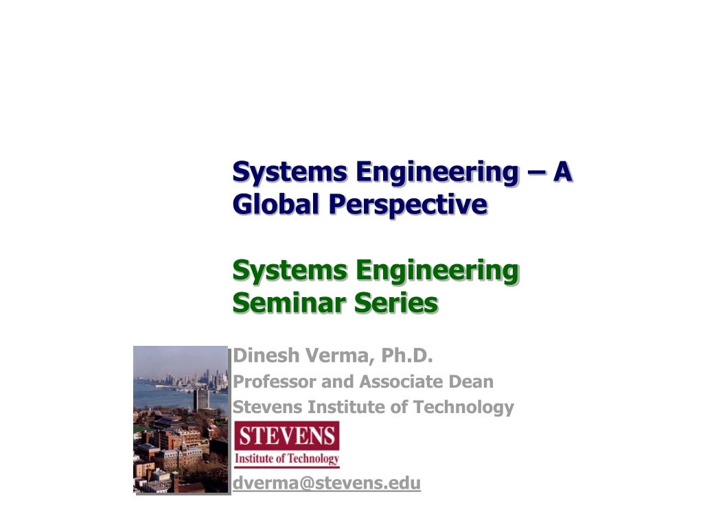 systems engineering a global perspective systems engineering seminar series