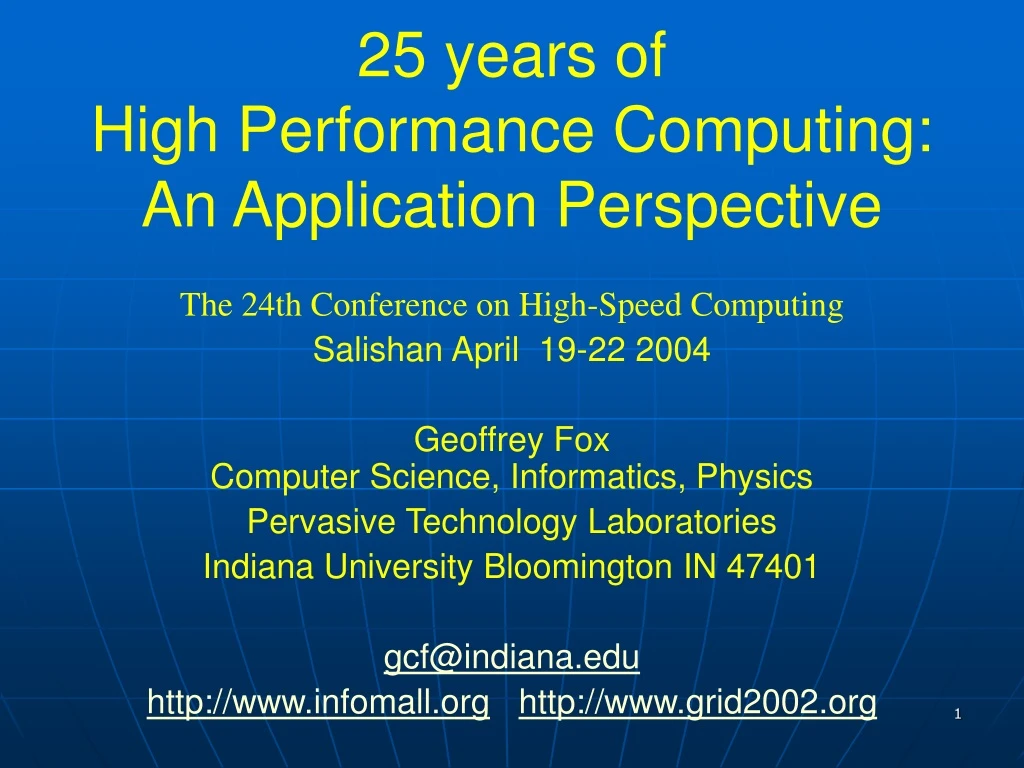 25 years of high performance computing an application perspective