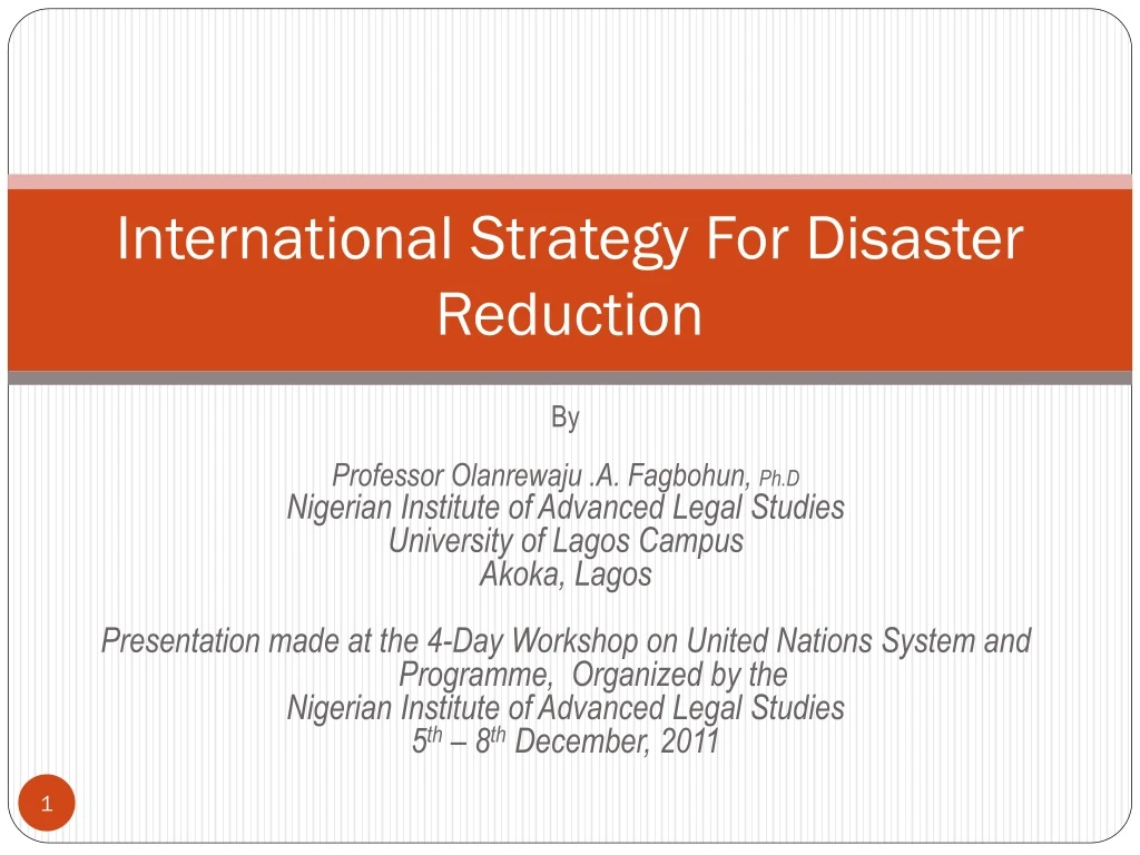 international strategy for disaster reduction