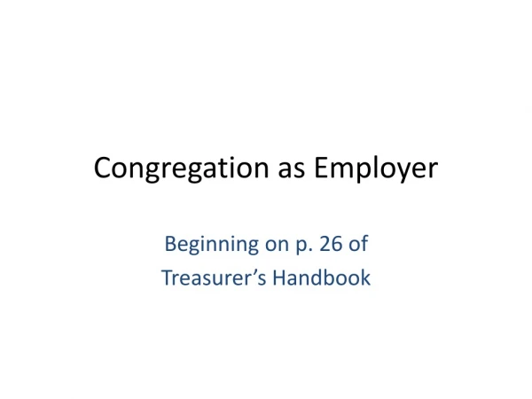 Congregation as Employer
