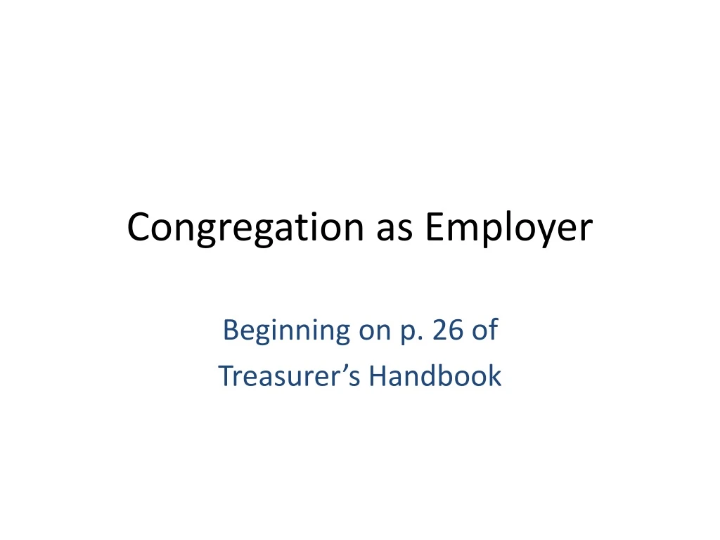 congregation as employer