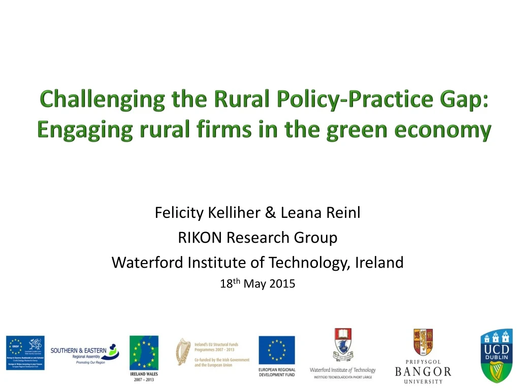 challenging the rural policy practice gap engaging rural firms in the green economy