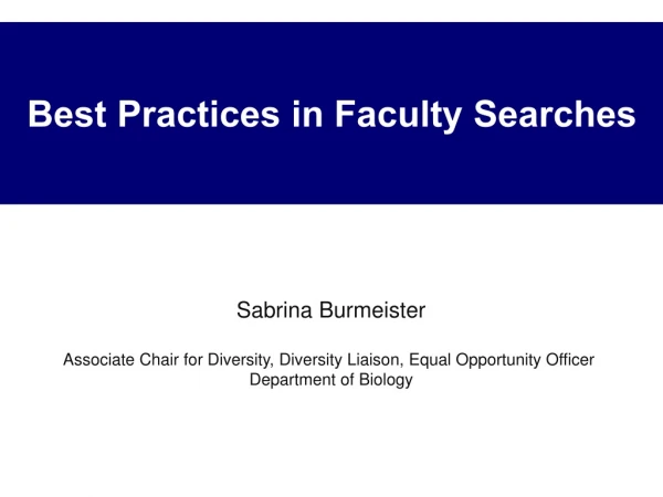 Best Practices in Faculty Searches