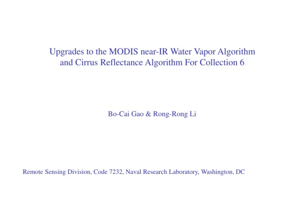 Upgrades to the MODIS near-IR Water Vapor Algorithm