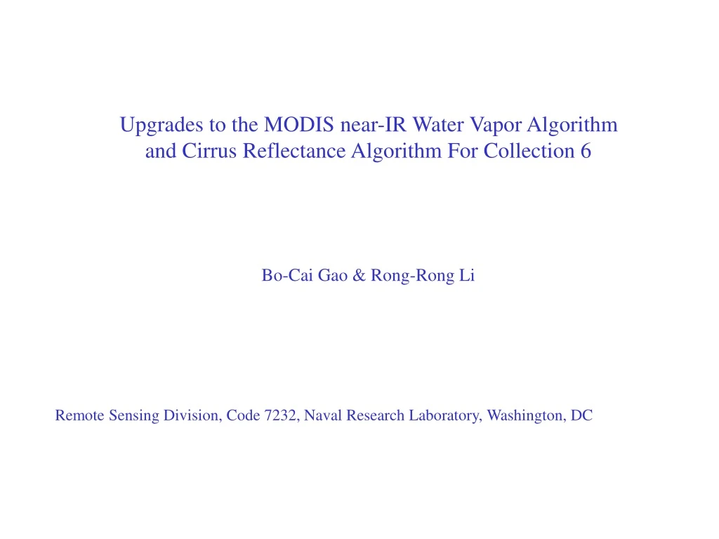 upgrades to the modis near ir water vapor