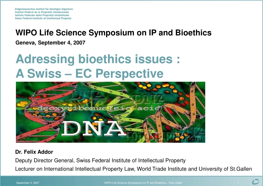 wipo life science symposium on ip and bioethics