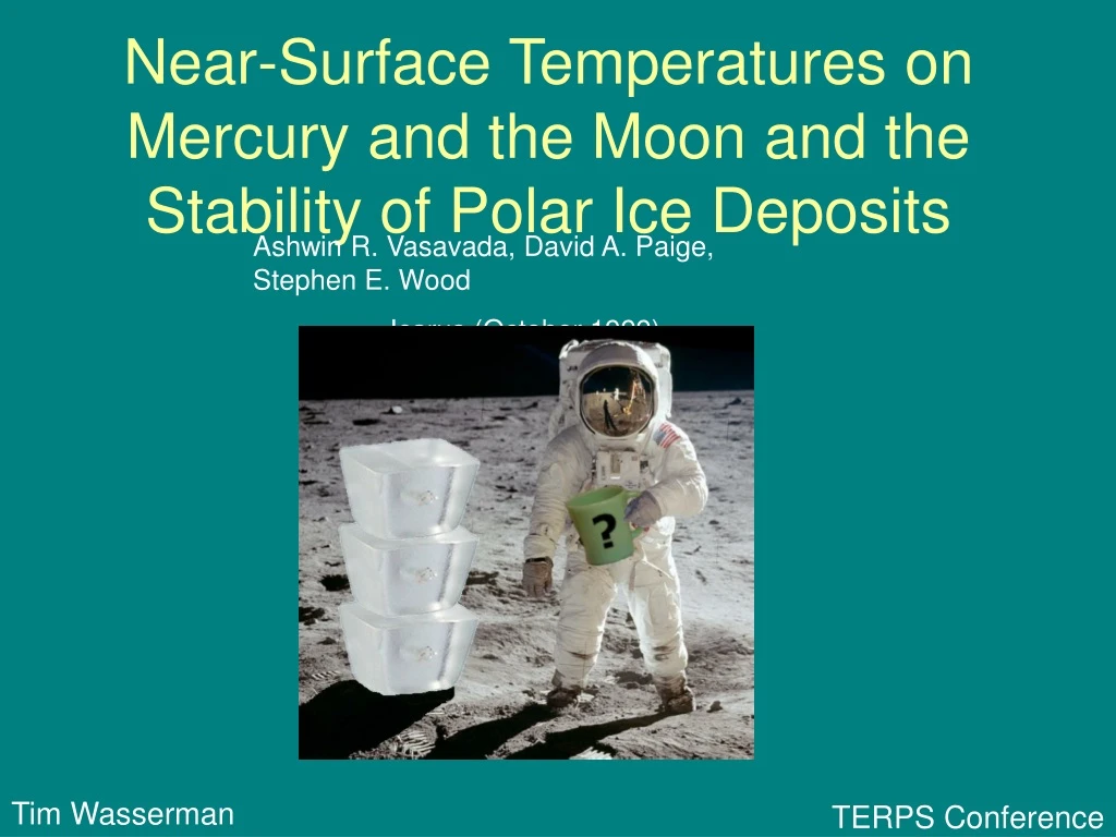 near surface temperatures on mercury and the moon and the stability of polar ice deposits