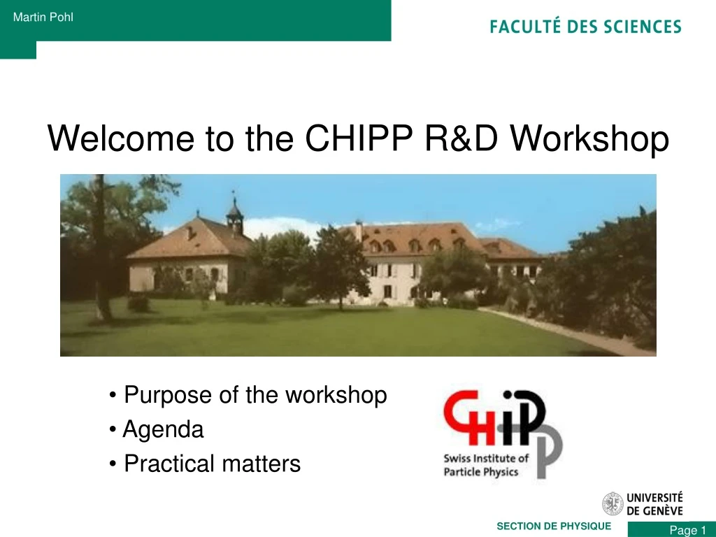 welcome to the chipp r d workshop