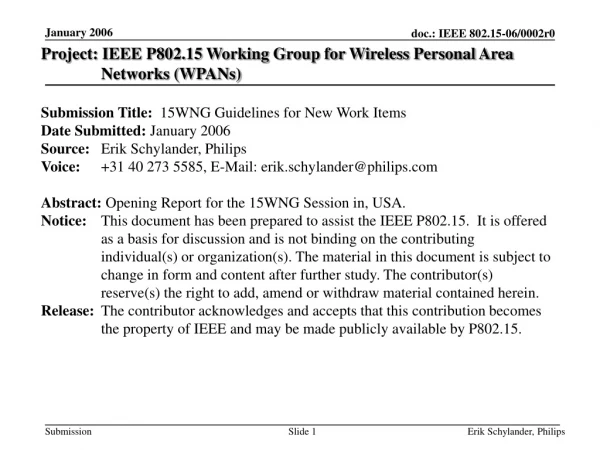 Project: IEEE P802.15 Working Group for Wireless Personal Area Networks (WPANs)