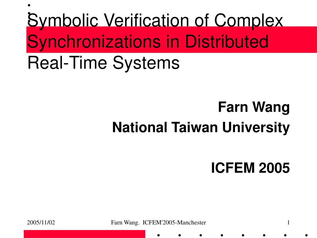 symbolic verification of complex synchronizations in distributed real time systems