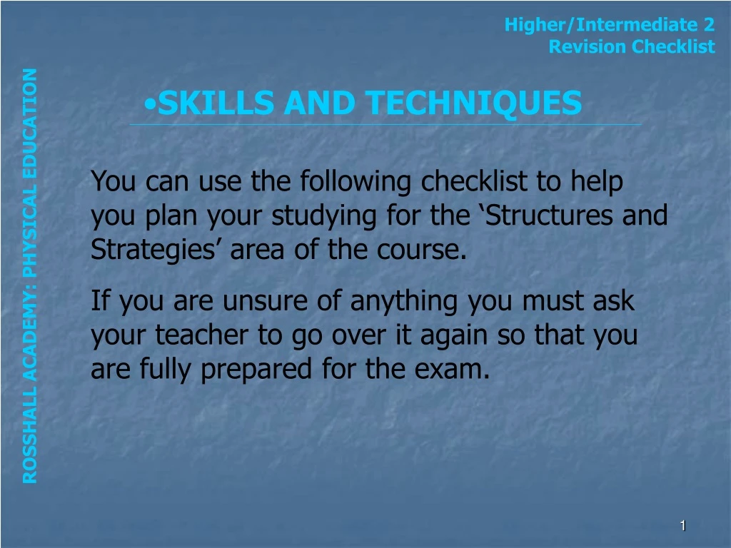 higher intermediate 2 revision checklist