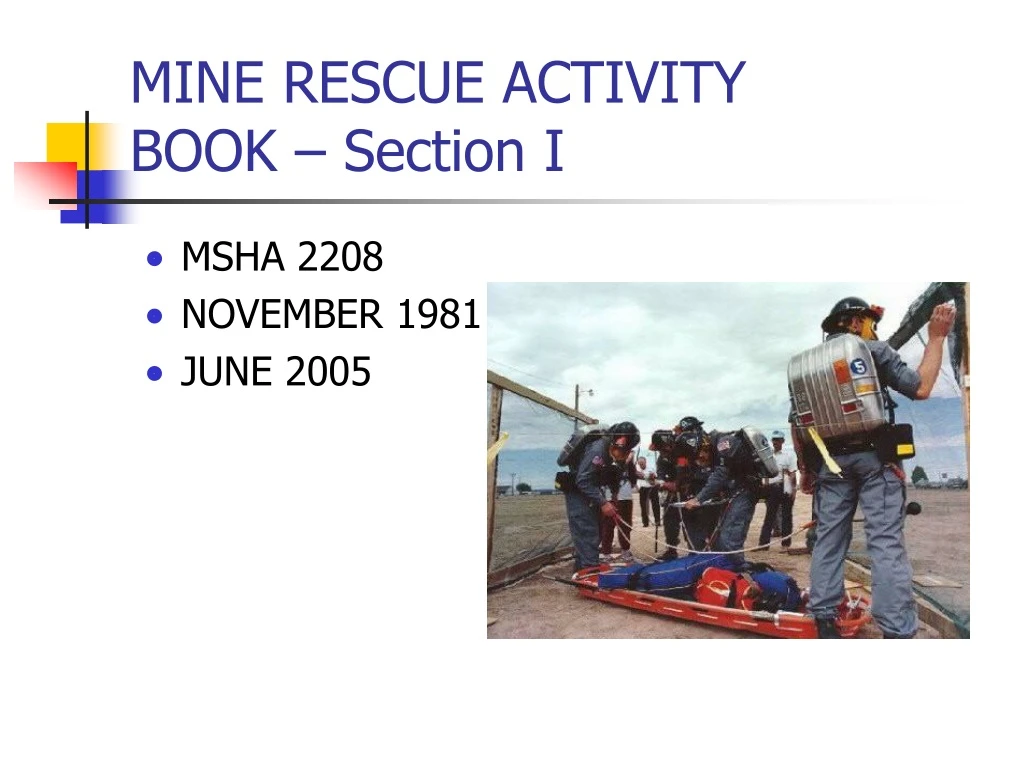 mine rescue activity book section i