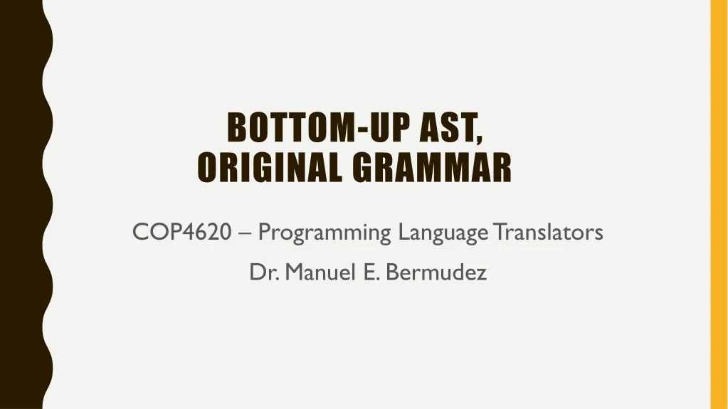bottom up ast original grammar