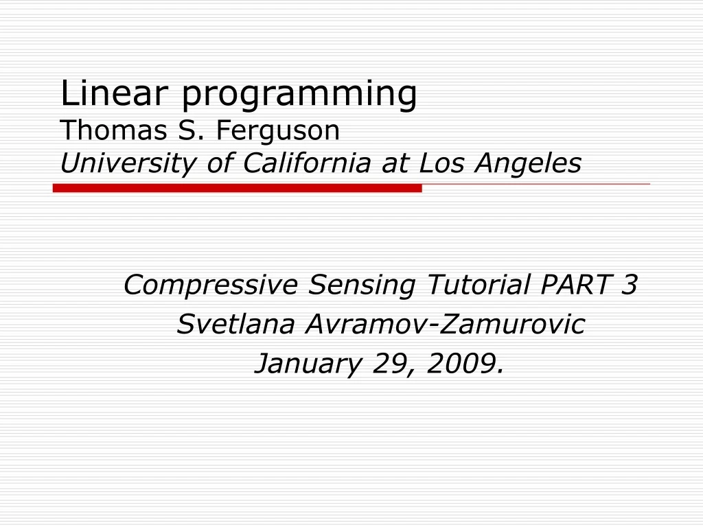 linear programming thomas s ferguson university of california at los angeles