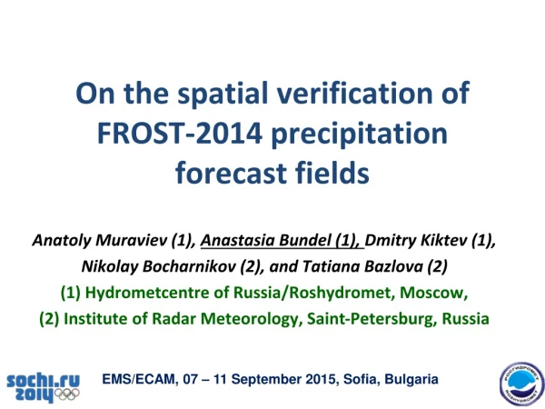 On the spatial verification of FROST-2014 precipitation forecast fields