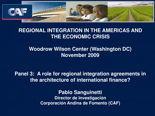 REGIONAL INTEGRATION IN THE AMERICAS AND THE ECONOMIC CRISIS