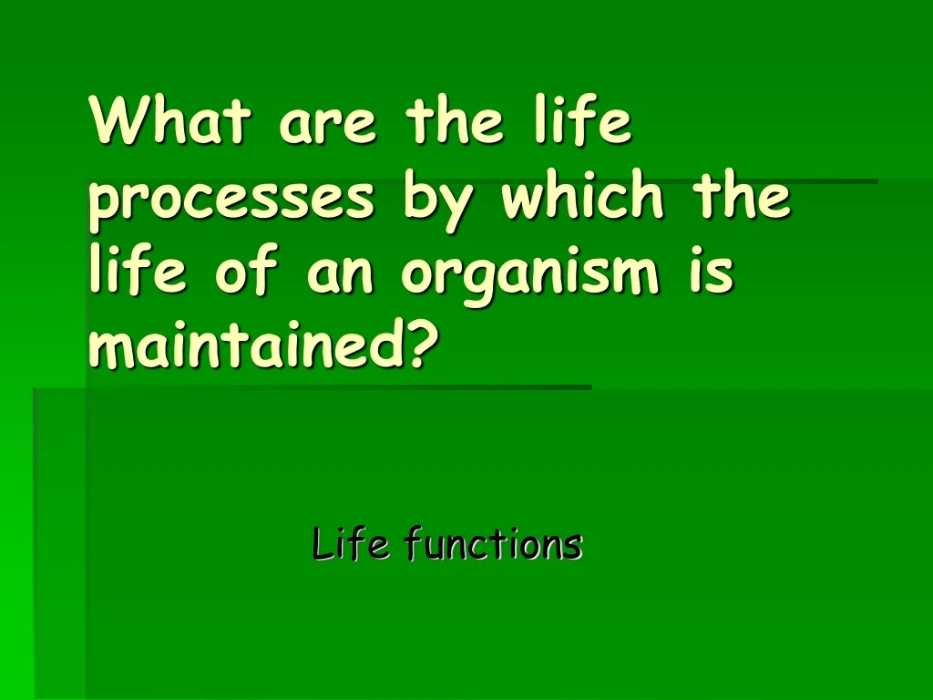 what are the life processes by which the life of an organism is maintained