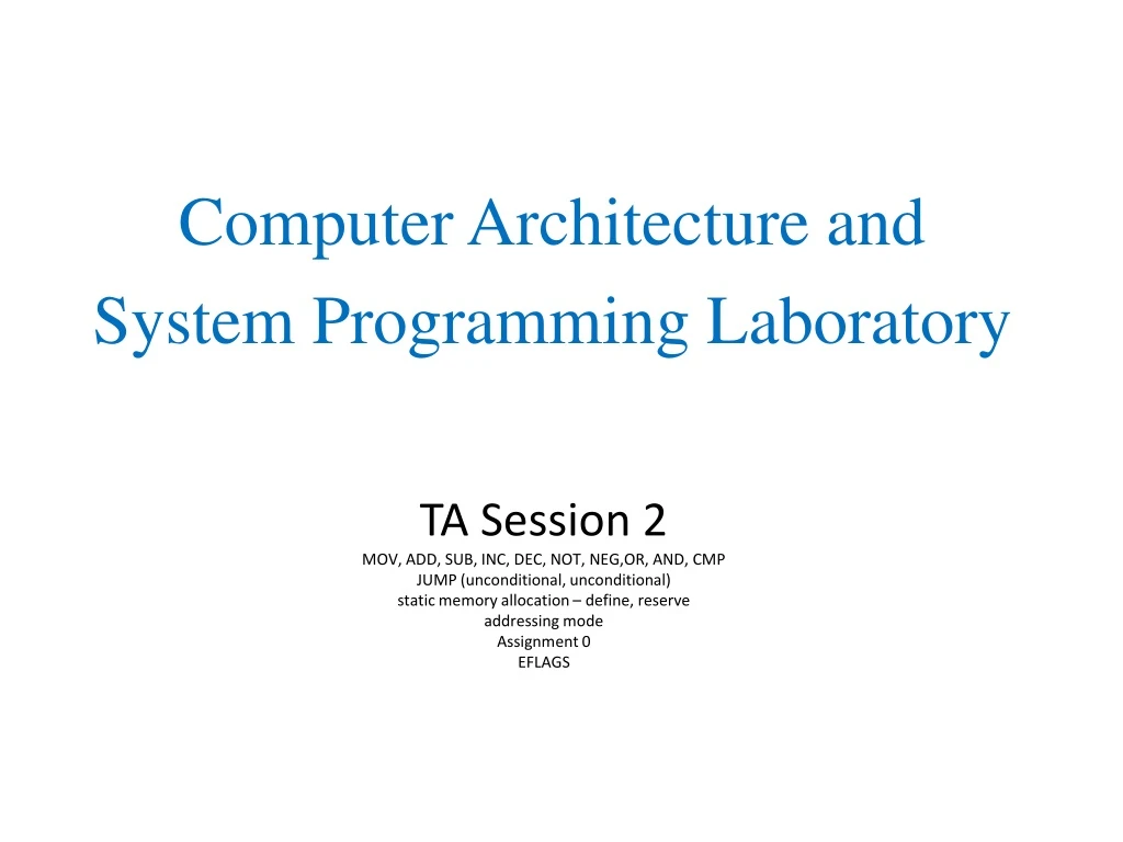 computer architecture and system programming