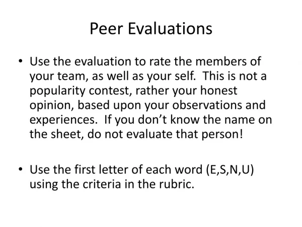 Peer Evaluations