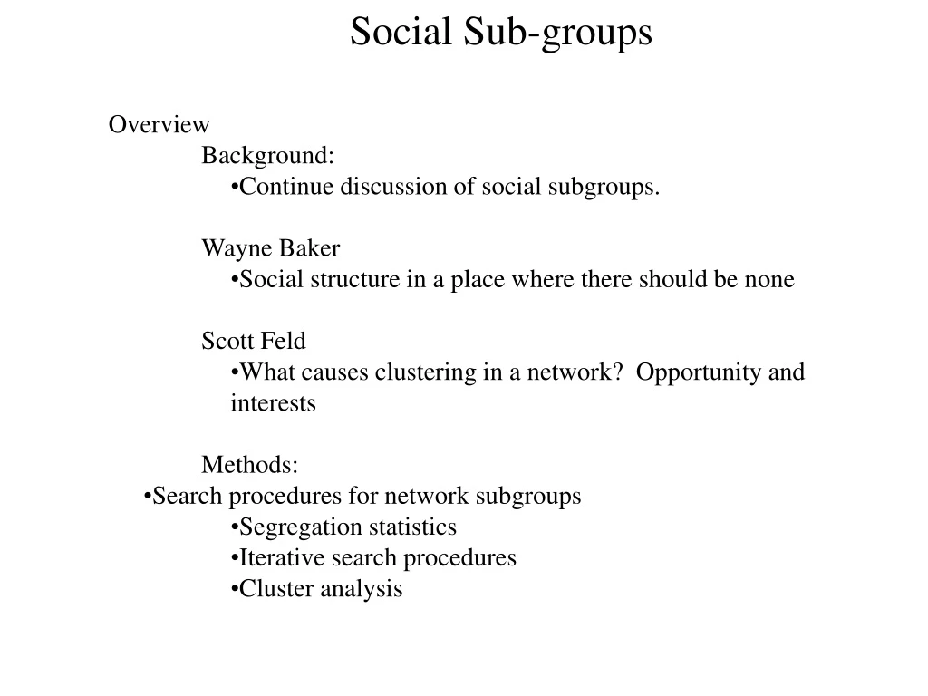 social sub groups