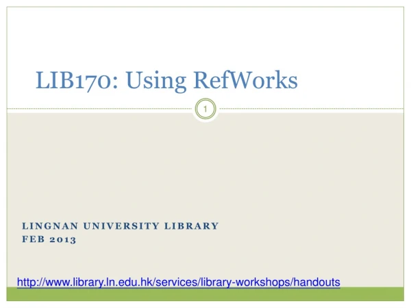 LIB170: Using RefWorks