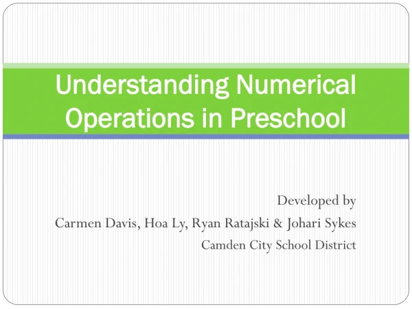 Understanding Numerical Operations in Preschool