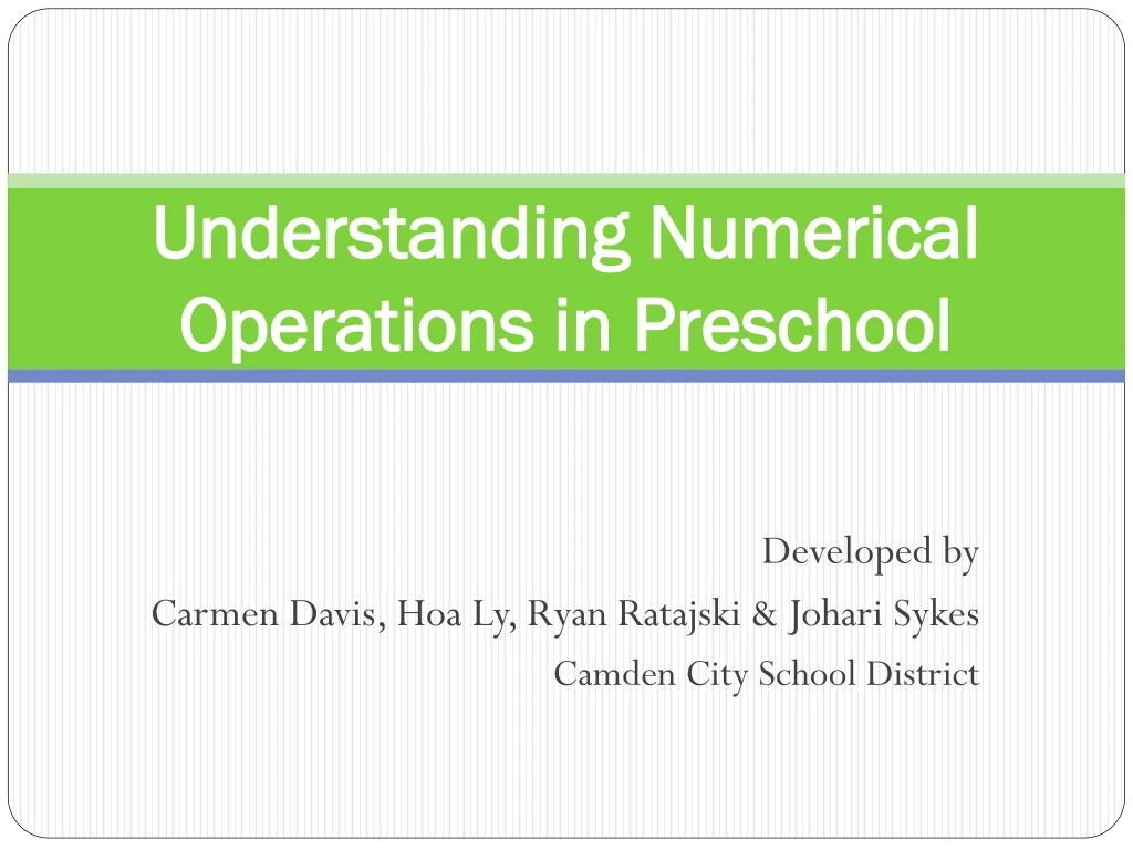understanding numerical operations in preschool