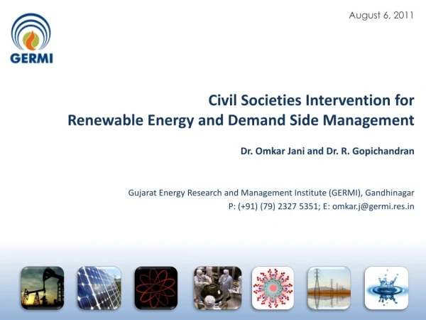Civil Societies Intervention for  Renewable Energy  and Demand Side Management