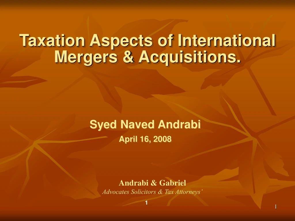 taxation aspects of international mergers acquisitions