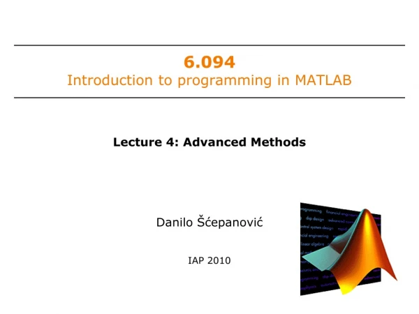 6.094 Introduction to programming in MATLAB