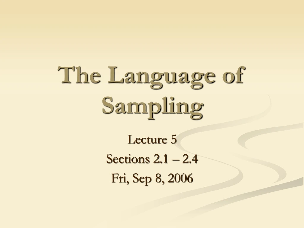 the language of sampling