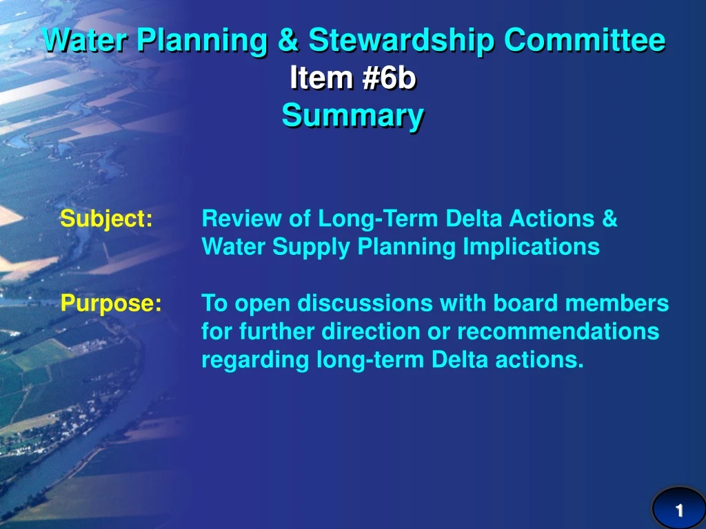 water planning stewardship committee item