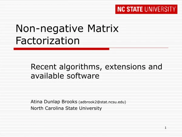 Non-negative Matrix Factorization
