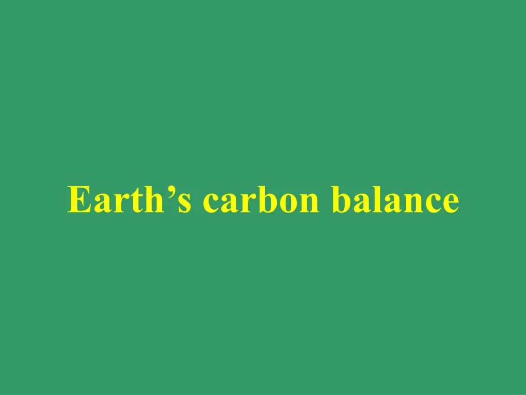 earth s carbon balance