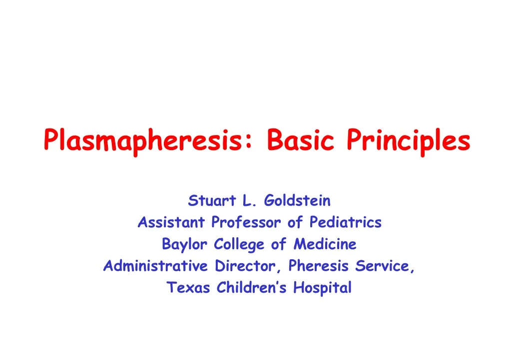 plasmapheresis basic principles