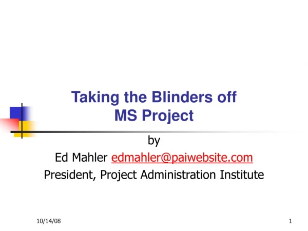 Taking the Blinders off MS Project