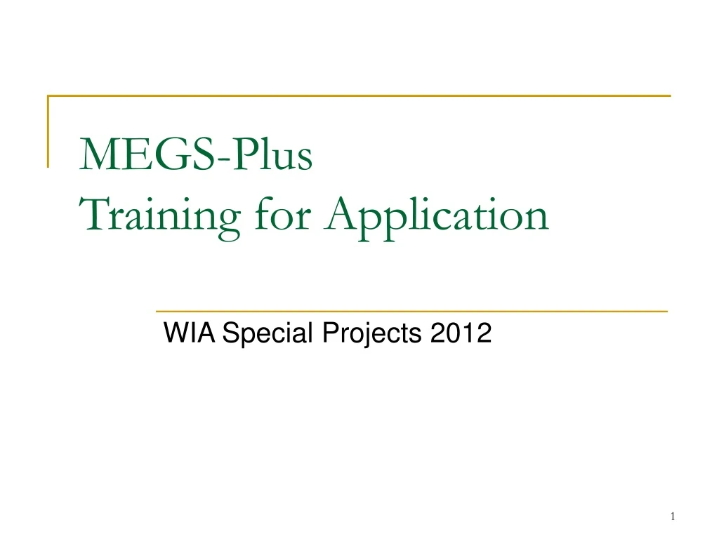 megs plus training for application