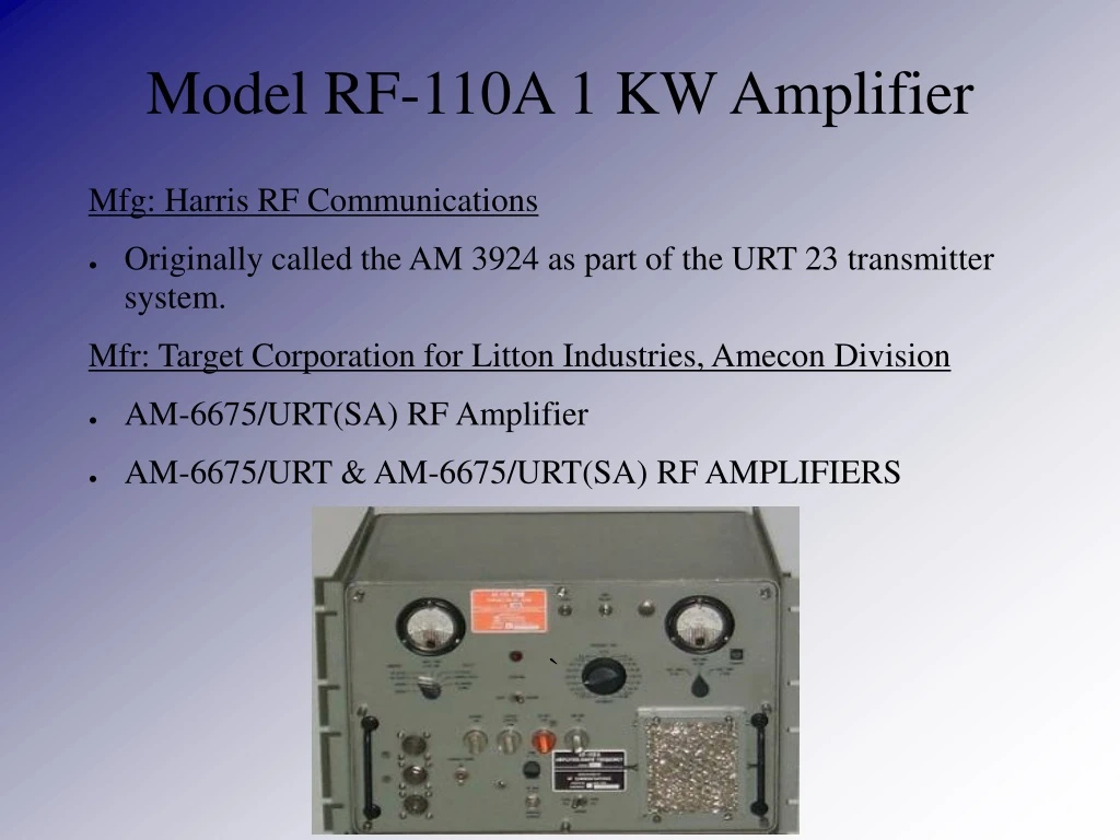 model rf 110a 1 kw amplifier