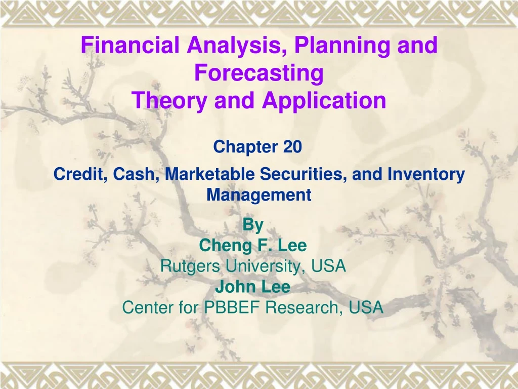 financial analysis planning and forecasting theory and application