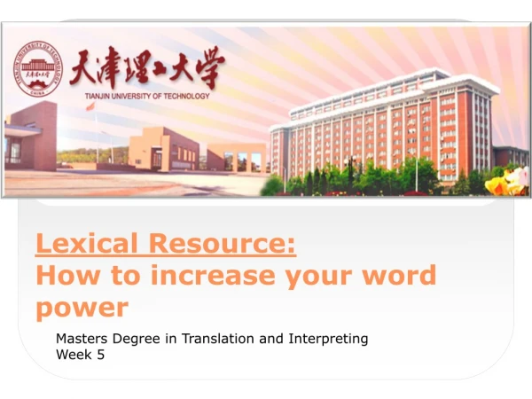Lexical Resource: How to increase your word power