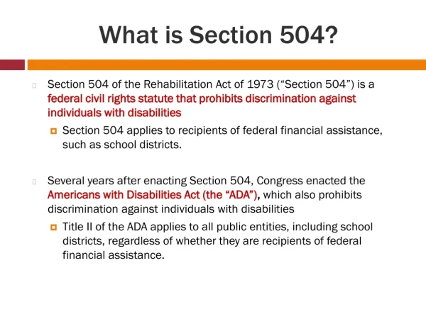 What is Section 504?