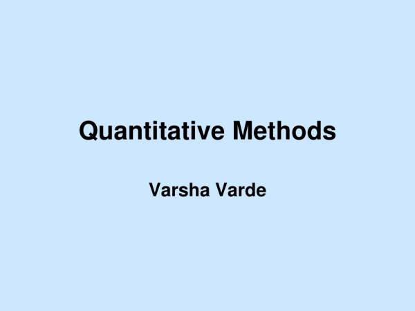 Quantitative Methods