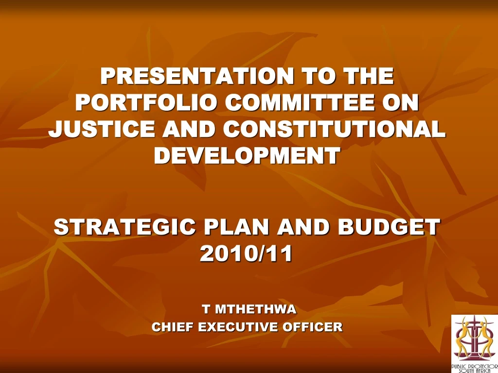 presentation to the portfolio committee on justice and constitutional development