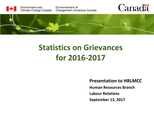 Statistics on Grievances  for 2016-2017