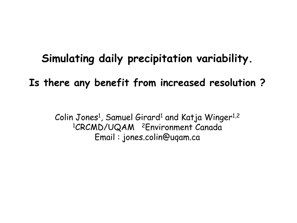 simulating daily precipitation variability